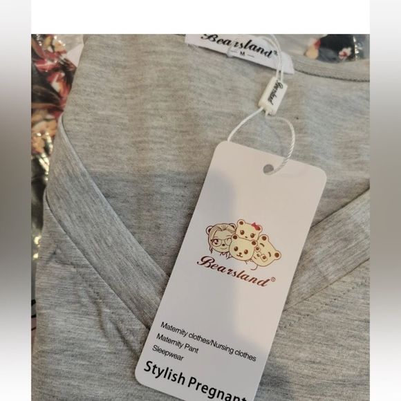 Bearsland Maternity Tops Gray Women’s Size Small NWT - Picture 7 of 7